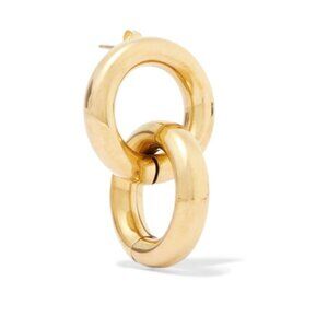 LAURA LOMBARDI RAW BRASS LINK DROP HOOP EARRINGS